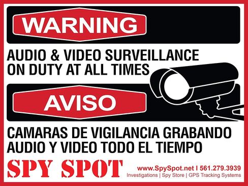 6 Pack Decal Self Adhesive Audio & Video Sign Vinyl Weatherproof Resistant CCTV Surveillance Stickers English/Spanish Security Logo in Saudi Arabia