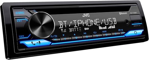 JVC KD-T720BT - ستيريو سيارة سي دي، دين فردي، صوت بلوتوث ومكالمات بدون استخدام اليدين مع ميكروفون خارجي، سي دي، MP3، USB، مدخل AUX راديو AM/FM، أمبير عالي الطاقة، التحكم الصوتي من أمازون أليكسا in Kuwait