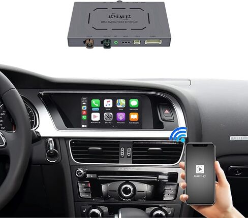 مجموعة التحديثية التلقائية اللاسلكية Apple CarPlay Android Auto لأودي A4 A5 Q5 B8 بدون MMI 2010-2016، صندوق استقبال وحدة Carplay يدعم التنقل والخرائط والموسيقى والنسخ المتطابق والكاميرا in Saudi Arabia