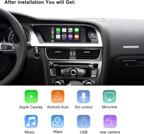 مجموعة التحديثية التلقائية اللاسلكية Apple CarPlay Android Auto لأودي A4 A5 Q5 B8 بدون MMI 2010-2016، صندوق استقبال وحدة Carplay يدعم التنقل والخرائط والموسيقى والنسخ المتطابق والكاميرا in Saudi Arabia