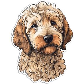 ملصق جولدن دودل - ملصق لاب توب 3 × 3 - فينيل مقاوم للماء للسيارة والجوال وزجاجة المياه - ملصق بتصميم كلب ذهبي (اف بي ايه) in Kuwait