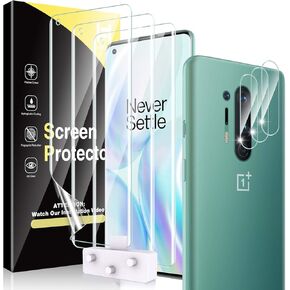 هاتوشي عبوة من 6 قطع من 3 قطع من واقي الشاشة المرن + 3 قطع من واقي عدسة الكاميرا مصمم لهاتف ون بلس 8 برو 6.8 انش، مجموعة تركيب مطورة من طبقة البولي يوريثين الحراري متوافقة مع الحافظة HD شفافة in Kuwait