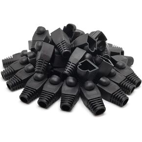 Lpdphanxfkx RJ45 Cat5e Cat6 Cat6a Cat6e Ethernet Network Cable Boot Cover, 100 Pcs Cable Connector Plug Cover, Shielded RJ45 Connector Plugs (Dark Grey)