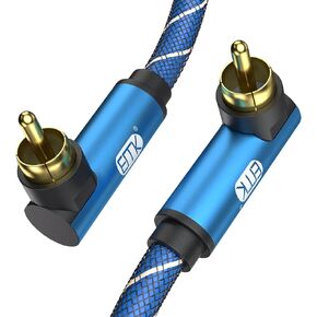 اي ام كيه كيبل صوت RCA بزاوية قائمة 90 درجة الى RCA [مطلي بالذهب عيار 24 قيراط، جودة صوت هاي فاي] كيبل صوت ستيريو للمسرح المنزلي وتلفزيون HD ومكبرات الصوت وانظمة هاي فاي (26 قدم/8 متر) in Kuwait