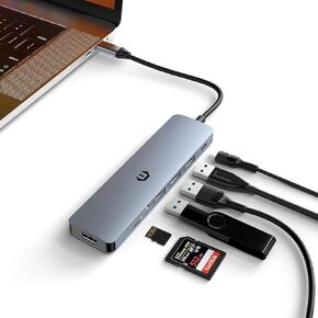 7 in 1 USB C Adapter, OBERSTER USB C Hub, USB 3.0 HUB, Ultra Slim Charging USB Splitter with 4K HDMI, 100W PD, 3 USB 3.0, SD/TF Card Readers Compatible with Laptop, Windows Systems in Saudi Arabia