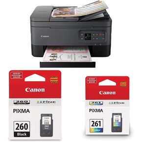 طابعة Canon PIXMA TR7020a الكل في واحد لاسلكية نافثة للحبر ملونة، مع طباعة مزدوجة، طباعة متنقلة، ووحدة تغذية تلقائية للمستندات، أسود، تعمل مع Alexa in Kuwait