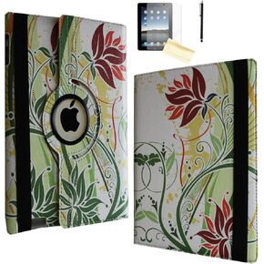 Case for iPad Mini 1 2 3, Rotating Stand Smart Case Cover Magnetic Auto Wake Up/Sleep for A1432 A1454 A1455 A1489 A1490 A1491 A1599 A1600 A1601 (Blue Purple Flower)
