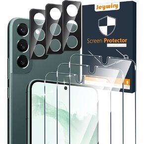 واقي شاشة Jeywiry مكون من 3 قطع لهاتف Samsung Galaxy S22 Plus/S22+ 5G 6.6 بوصة [غير مناسب لهاتف Galaxy S22 5G] مع 3 قطع واقي عدسة كاميرا من الزجاج المقوى، فائق الدقة، صلابة 9H، مضاد للخدش، سهل التركيب in Kuwait