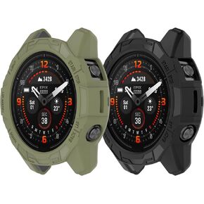 2PACKS Compatible with Garmin Fenix 7 Pro/Epix Pro 47MM Case Soft TPU Bumper Frame Anti-Scratch Protector Case Protective Shell for Garmin Fenix 7 Pro Cover (Black&ArmyGreen) in Kuwait