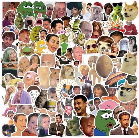 لوفلي لايف 200 قطعة من ملصقات ميمي مضحكة من الفينيل مقاومة للماء للبالغين والمراهقين والاطفال والبنات والاولاد لدفاتر اليوميات وزجاجة المياه والامتعة والجيتار ولوح التزلج والسيارة ومصد الصدمات in Kuwait