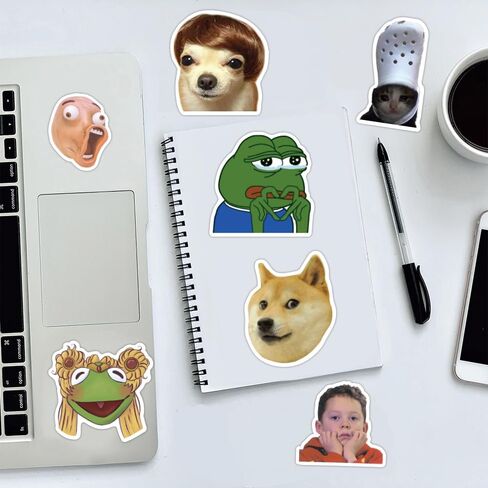 لوفلي لايف 200 قطعة من ملصقات ميمي مضحكة من الفينيل مقاومة للماء للبالغين والمراهقين والاطفال والبنات والاولاد لدفاتر اليوميات وزجاجة المياه والامتعة والجيتار ولوح التزلج والسيارة ومصد الصدمات in Kuwait