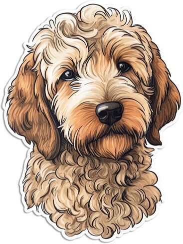 ملصق جولدن دودل - ملصق لاب توب 3 × 3 - فينيل مقاوم للماء للسيارة والجوال وزجاجة المياه - ملصق بتصميم كلب ذهبي (اف بي ايه) in Kuwait