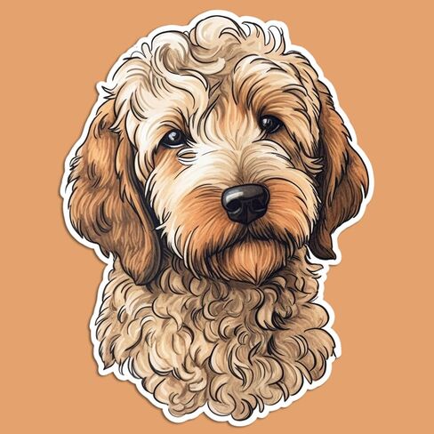 ملصق جولدن دودل - ملصق لاب توب 3 × 3 - فينيل مقاوم للماء للسيارة والجوال وزجاجة المياه - ملصق بتصميم كلب ذهبي (اف بي ايه) in Kuwait