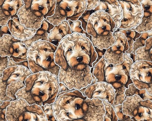 ملصق جولدن دودل - ملصق لاب توب 3 × 3 - فينيل مقاوم للماء للسيارة والجوال وزجاجة المياه - ملصق بتصميم كلب ذهبي (اف بي ايه) in Kuwait