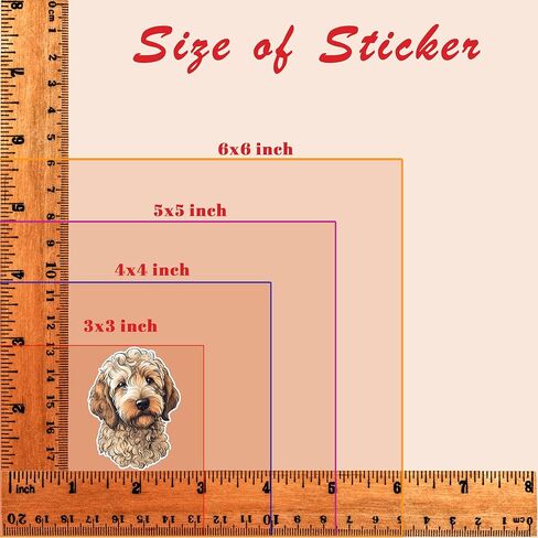 ملصق جولدن دودل - ملصق لاب توب 3 × 3 - فينيل مقاوم للماء للسيارة والجوال وزجاجة المياه - ملصق بتصميم كلب ذهبي (اف بي ايه) in Kuwait