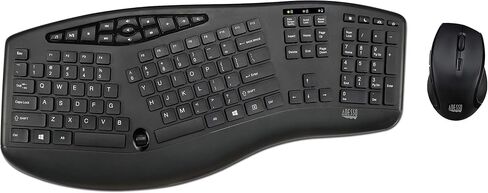 Adesso Truform Media 1600 (WKB-1600CB) لوحة مفاتيح لاسلكية مريحة بتردد 2.4 جيجا هرتز وفأرة ضوئية، ومفاتيح الوسائط المتعددة وماوس DPI قابل للتعديل 5 ملايين ضغطة مفاتيح باللون الأسود in Saudi Arabia