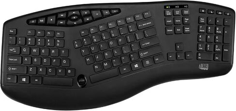 Adesso Truform Media 1600 (WKB-1600CB) لوحة مفاتيح لاسلكية مريحة بتردد 2.4 جيجا هرتز وفأرة ضوئية، ومفاتيح الوسائط المتعددة وماوس DPI قابل للتعديل 5 ملايين ضغطة مفاتيح باللون الأسود in Saudi Arabia