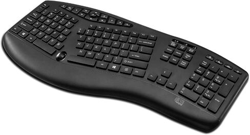 Adesso Truform Media 1600 (WKB-1600CB) لوحة مفاتيح لاسلكية مريحة بتردد 2.4 جيجا هرتز وفأرة ضوئية، ومفاتيح الوسائط المتعددة وماوس DPI قابل للتعديل 5 ملايين ضغطة مفاتيح باللون الأسود in Saudi Arabia