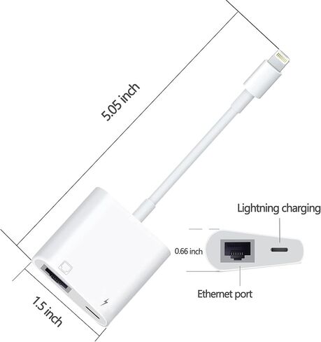 محول شبكة Lightning إلى RJ45 Ethernet LAN مع منفذ شحن لتحديد iPhone14، وiPad Models 100Mbps Charging1 التوصيل والتشغيل in Kuwait