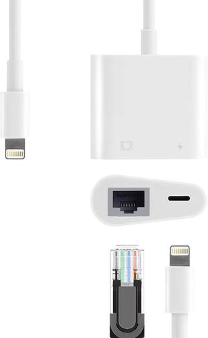 محول شبكة Lightning إلى RJ45 Ethernet LAN مع منفذ شحن لتحديد iPhone14، وiPad Models 100Mbps Charging2 التوصيل والتشغيل in Kuwait