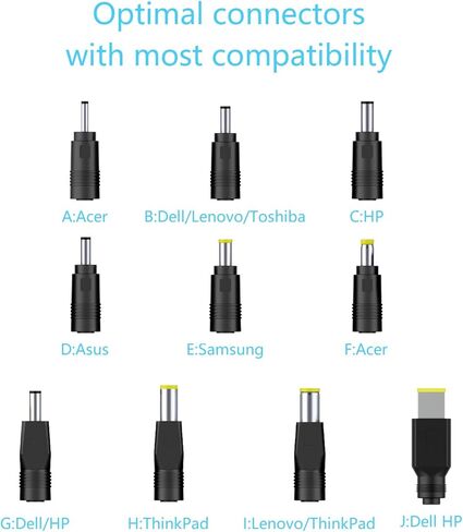 Laptop Charger, 45W 19.5V 2.31A AC Computer Charger Power Cord with 10 Optional Connectors Compatible with Asus Toshiba Lenovo Acer Dell HP Samsung ThinkPad in Kuwait