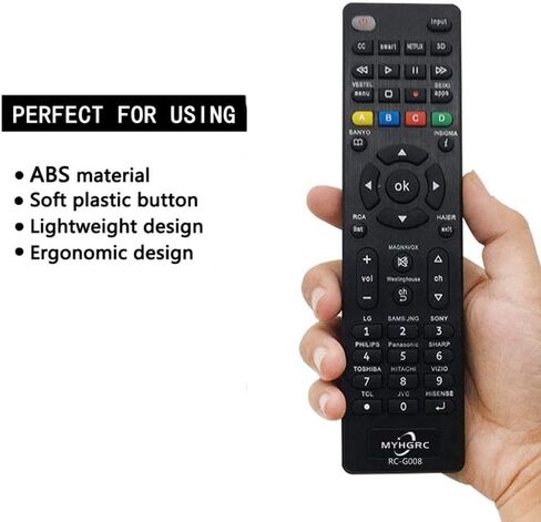 ماي اتش - جهاز تحكم عن بعد شامل لسامسونج، ال جي، سوني، تي سي إل ، هيسنس ، جي في سي ، آر سي إيه ، شارب ، سانيو، إنسيغا، فيليبس، توشيبا، هيتاك، باناسونيك، أجهزة تلفاز ذكية، إعداد بسيط in Kuwait