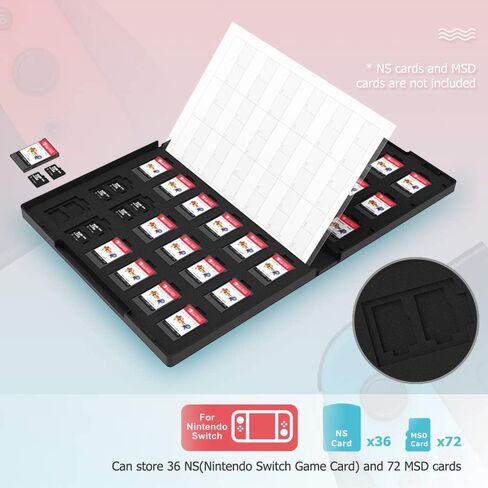 108 فتحات SD MSD TF غطاء تخزين لبطاقة الذاكرة لـ 36 قطعة 3DS DS Nintendo Switch بطاقات الألعاب و72 قطعة Micro SD Micro SDHC Micro SDXC MSD TF بطاقات مضادة للصدمات مع ورق ملاحظات مؤشر in Kuwait