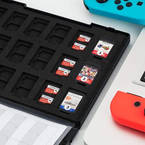 108 فتحات SD MSD TF غطاء تخزين لبطاقة الذاكرة لـ 36 قطعة 3DS DS Nintendo Switch بطاقات الألعاب و72 قطعة Micro SD Micro SDHC Micro SDXC MSD TF بطاقات مضادة للصدمات مع ورق ملاحظات مؤشر in Kuwait