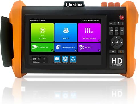 جهاز اختبار كاميرا Henkion K15-ADHS CCTV، شاشة لمس IPS 7 بوصة 8K 32MP IPCtest 8MP AHD CVI TVI SDI Coaxial BNC جهاز اختبار الكاميرا يدعم POE PTZ RS485 VGA HDMI SFP منفذ وحدة بصرية مدمج في WiFi in Kuwait