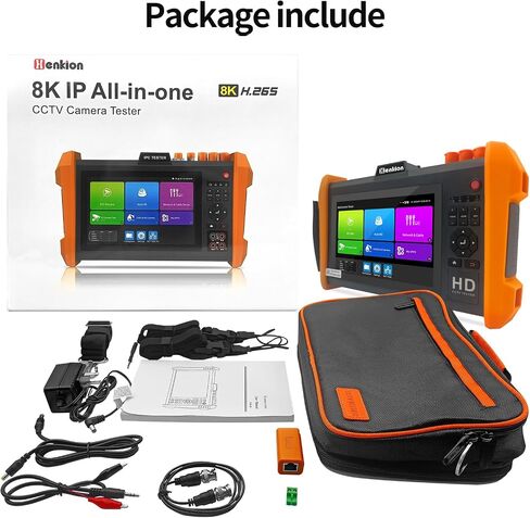 جهاز اختبار كاميرا Henkion K15-ADHS CCTV، شاشة لمس IPS 7 بوصة 8K 32MP IPCtest 8MP AHD CVI TVI SDI Coaxial BNC جهاز اختبار الكاميرا يدعم POE PTZ RS485 VGA HDMI SFP منفذ وحدة بصرية مدمج في WiFi in Kuwait