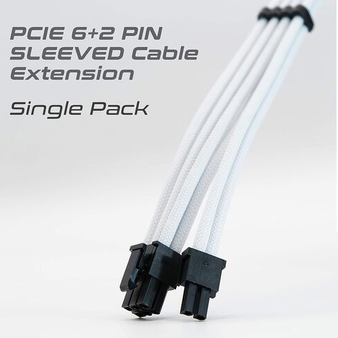 EZDIY-FAB Sleeved Cable PCIE 6+2 Pin - Cable Extension for Power Supply- White in Saudi Arabia