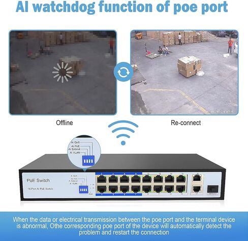 ENS 10 Ports PoE Switch, 8 PoE 120W, 100 Mbps 800 ft, Standard IEEE 802 3i/3u/3x/af/at Protocol, 30W max Power Every Single Port, Extend Mode, Perfect for IP Camera System, Wireless AP, IP Phone in Saudi Arabia