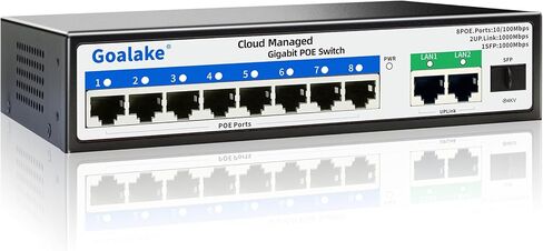 مفتاح تحويل الطاقة عبر الايثرنت بـ8 منافذ من جوالاك، 11 منفذ PoE+ 120 واط (8 منافذ 10/100Mbps + 2 جيجابت ابلينك + 1G SFP فتحة)، تطبيق سهل الادارة، الذكاء الاصطناعي يمتد حتى 250 متر، بدون مروحة ومعدن in Kuwait