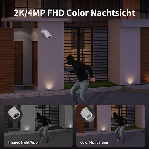 كاميرا مراقبة خارجية سلكية 4 ميجابكسل 2 كيه، مراقبة خارجية بشبكة واي فاي 2.4 جيجا مع ضوء كشاف لأمن المنزل، صفارة إنذار مدمجة، رؤية ليلية كاملة الألوان، مقاومة للطقس IP65، كشف الحركة، صوت ثنائي الاتجاه in Kuwait