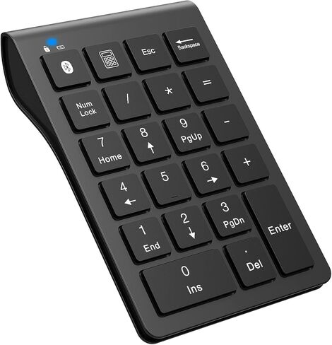 SCIGOON Rechargeable Bluetooth Number Pad, 22 Keys Wireless Numeric Keypad, Portable Slim Number Keyboard Numpad Financial Accounting Extensions 10 Key for Laptop, Computer, MacBook Notebook etc in Saudi Arabia