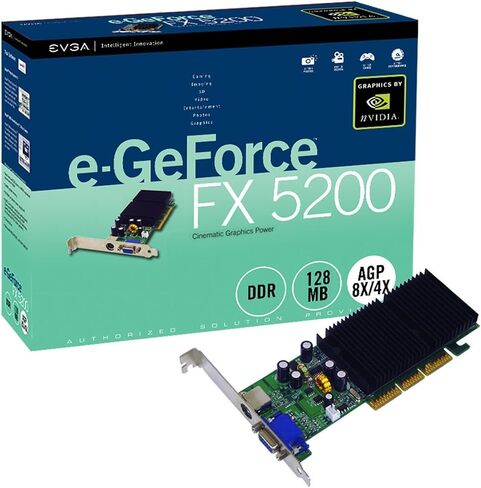 EVGA e-GeForce FX5200 AGP Video Card - 128MB Light Version 128-A8-N303-L2 in Saudi Arabia