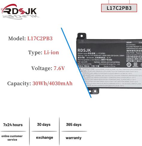 L17C2PB3 L17L2PB3 L17M2PB3 Laptop Battery for Lenovo V130-15IGM V130-15IKB V330-15IKB V330-15ISK V530-14IKB V530-15IKB Series L17C2PB4 L17L2PB4 L17M2PB4 5B10P54005 5B10P54004 5B10P53998 7.6V 30Wh in Saudi Arabia