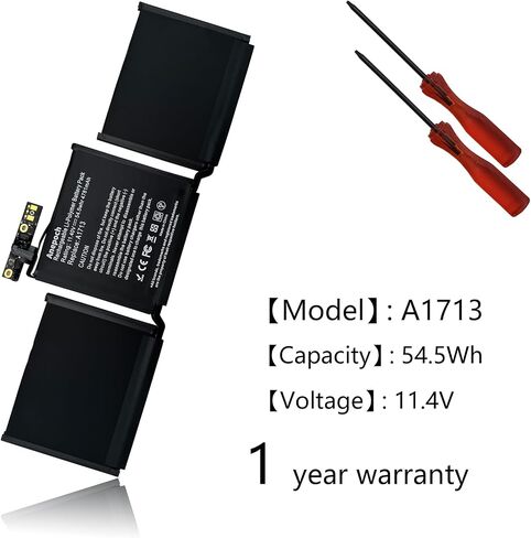 Anepoch A1713 A1708 استبدال بطارية الكمبيوتر المحمول لجهاز MacBook Pro 13 بوصة A1708 [أواخر 2016، منتصف 2017] EMC 2978 3164 MPXQ2LL MLL42LL MLUQ2LL MPXR2LL MPXU2LL MacBookPro13,1 14,1 11.4V 54.5Wh 4781mAh in Saudi Arabia