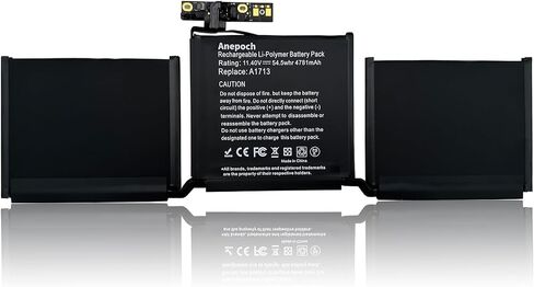 Anepoch A1713 A1708 استبدال بطارية الكمبيوتر المحمول لجهاز MacBook Pro 13 بوصة A1708 [أواخر 2016، منتصف 2017] EMC 2978 3164 MPXQ2LL MLL42LL MLUQ2LL MPXR2LL MPXU2LL MacBookPro13,1 14,1 11.4V 54.5Wh 4781mAh in Saudi Arabia