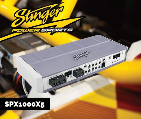 Stinger SPX1000X5 Marine & Powersports 5-Channel 1000W Class D Micro Amplifier for Motorcycle, Boat, ATV, UTV, Side by Side RZR, 4x4 Off Road Vehicle or Car Audio System, Subwoofer Bass Knob in Kuwait