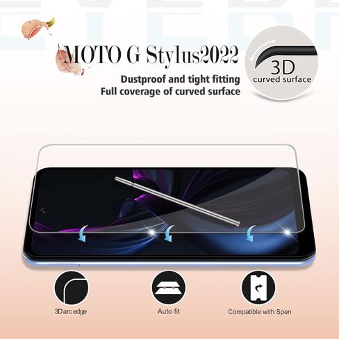 واقي شاشة من الزجاج المقوى Moto G Stylus 2022 4G/5G من YEYEBF، [عبوتان] [مضاد للخدش] [زجاج ثلاثي الأبعاد] [صديق للحافظة] واقي شاشة in Kuwait