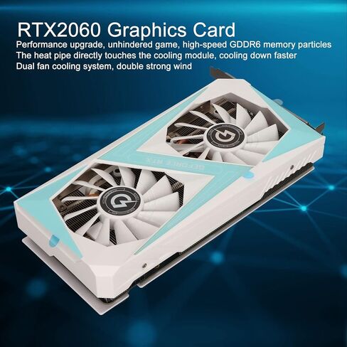 بطاقة عرض مرئي للالعاب RTX2060 6G، GDDR6 6GB (192bit)، 1365MHz، PCI اكسبرس 3.0، HDMI، واجهة مخرج DPx 3، مع مروحة تبريد سريعة مزدوجة in Kuwait