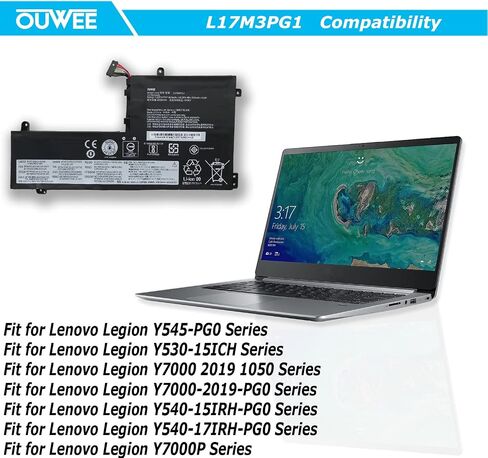 OUWEE L17M3PG1 Laptop Battery Compatible with Lenovo Legion Y530-15ICH Y7000 2019 1050 Y7000-2019-PG0 Y540-15IRH-PG0 Y540-17IRH-PG0 Y7000P Series Notebook L17L3PG1 L17M3PG3 L17C3PG1 11.25V 52.5Wh in Saudi Arabia