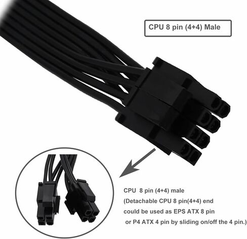 (2-Pack) COMeap CPU 8 Pin Extension Cable, Motherboard ATX CPU 8 Pin (4+4) Male to Female Adapter for Power Supply PSUs 9.5-inch(24cm) in Kuwait