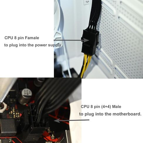 (2-Pack) COMeap CPU 8 Pin Extension Cable, Motherboard ATX CPU 8 Pin (4+4) Male to Female Adapter for Power Supply PSUs 9.5-inch(24cm) in Kuwait