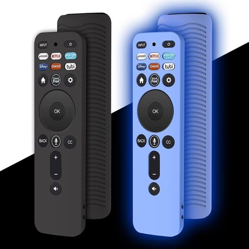 [عبوتان] غطاء واقي لجهاز التحكم عن بعد للتلفزيون الذكي VIZIO XRT260 2021، WQNIDE Vizio Xrt260 V-Series 4K حافظة صوت عن بعد مقاومة للصدمات ومضادة للانزلاق مع حبال (أزرق متوهج + أسود) in Kuwait