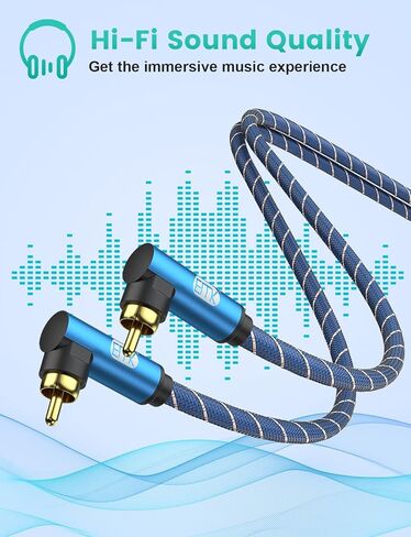 اي ام كيه كيبل صوت RCA بزاوية قائمة 90 درجة الى RCA [مطلي بالذهب عيار 24 قيراط، جودة صوت هاي فاي] كيبل صوت ستيريو للمسرح المنزلي وتلفزيون HD ومكبرات الصوت وانظمة هاي فاي (26 قدم/8 متر) in Saudi Arabia