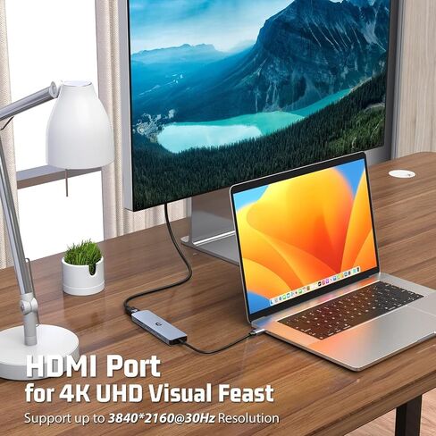 محول USB C 7 في 1، محور OBERSTER USB C، محور USB 3.0، موزع USB للشحن فائق النحافة مع 4K HDMI، 100W PD، 3 USB 3.0، قارئات بطاقات SD/TF متوافقة مع أجهزة الكمبيوتر المحمول وأنظمة Windows in Saudi Arabia