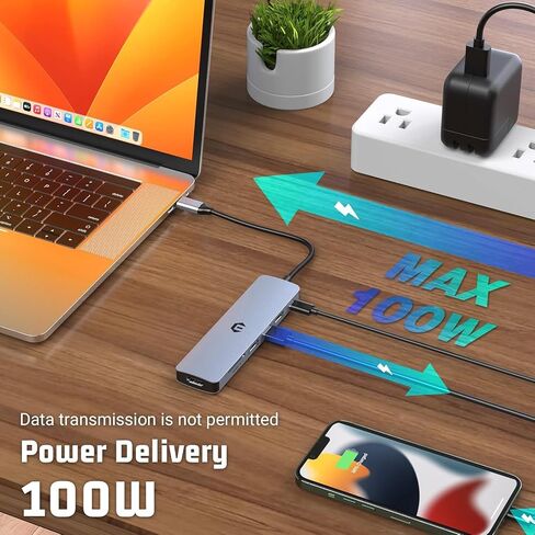 محول USB C 7 في 1، محور OBERSTER USB C، محور USB 3.0، موزع USB للشحن فائق النحافة مع 4K HDMI، 100W PD، 3 USB 3.0، قارئات بطاقات SD/TF متوافقة مع أجهزة الكمبيوتر المحمول وأنظمة Windows in Saudi Arabia