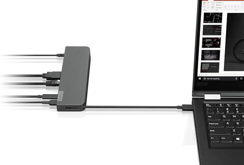 قاعدة توصيل صغيرة USB-C من لينوفو، قاعدة محمولة 7 في 1 مع HDMI وVGA وUSB-C وUSB 3.1 وUSB 2 وصوت 3.5 ملم وإيثرنت وشحن 45 وات، متوافقة مع أجهزة الكمبيوتر المحمولة Lenovo وApple وUSB-C، G0A70065US (متجدد) in Saudi Arabia